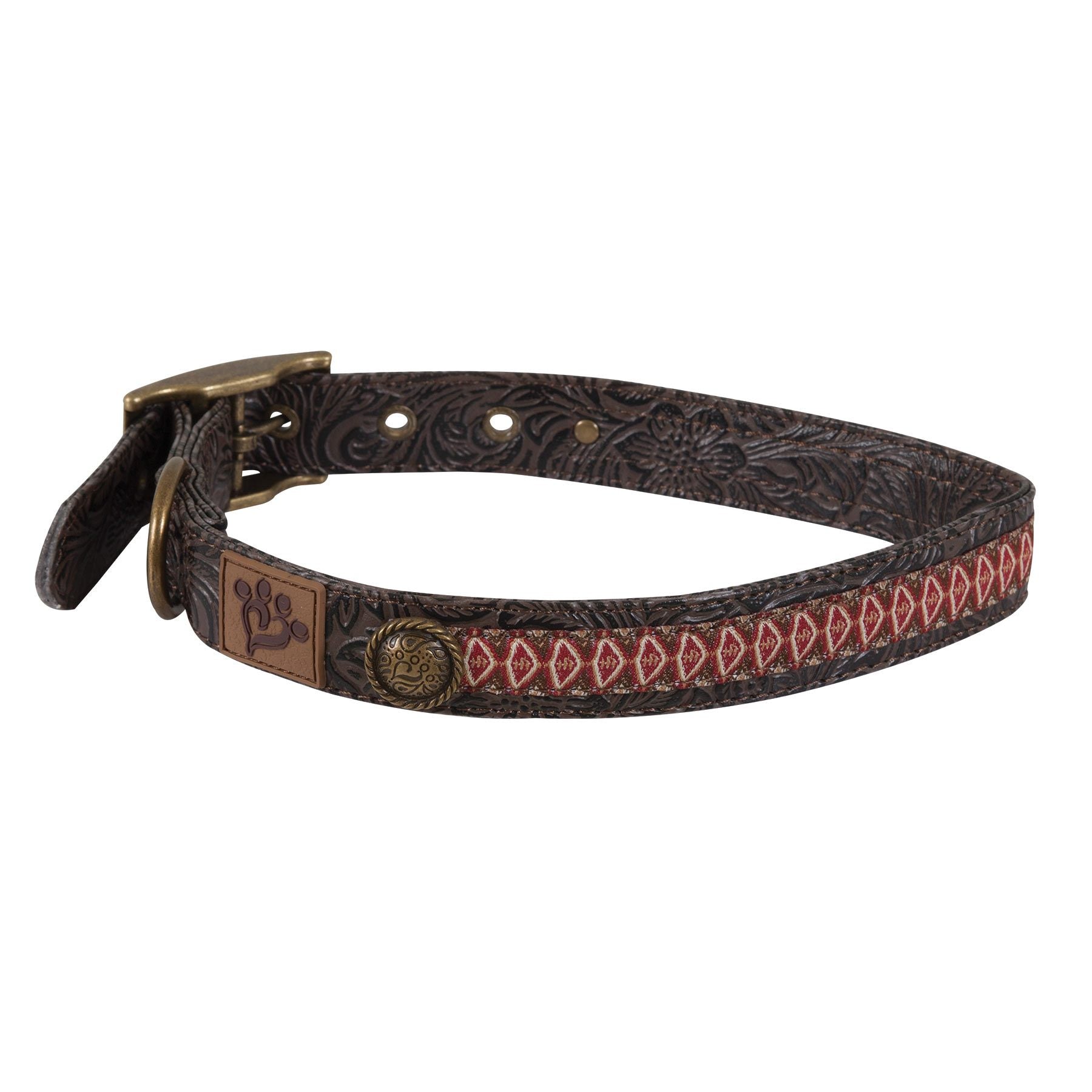 MuttNation Tooled Leather Ikat Ribbon Custom Fit Collar