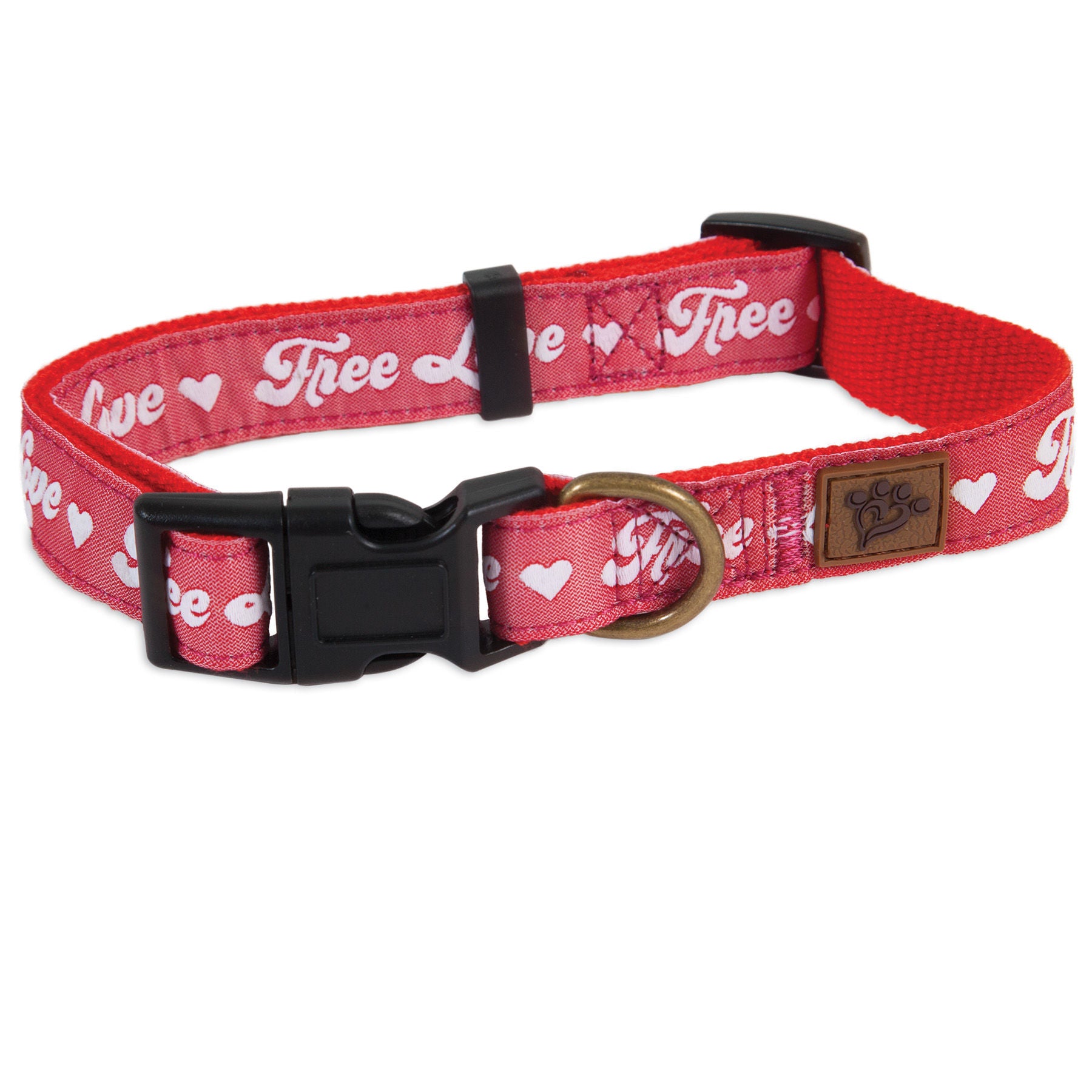 MuttNation Free Love Adjustable Red Dog Collar