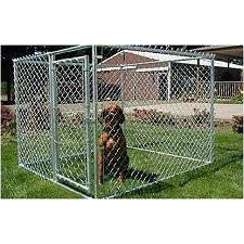 Patio-sized Portable Chain Link Dog Kennel-Barriers-Jewett Cameron-4'H x 5'W x 10'L; (5 panels - 1 gate) Chain Link; Boxed-Pet Crates Direct