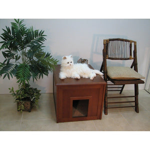 Pet Cat Litter Cabinet-cat-Crown Pet Products-Mahogany-Pet Crates Direct