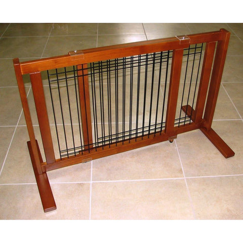 Pet Freestanding Wood/Wire Pet Gate-Barriers-Crown Pet Products-21" High -Small Span-Pet Crates Direct