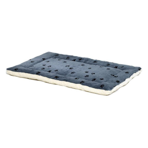 Quiet Time Reversible Paw Print Fleece Mat-Bed-Midwest-xxsmall - 17 x 11-blue-Pet Crates Direct