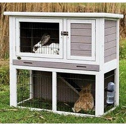 Trixie Natura Rabbit Hutch with Sloped Roof-Cage-Trixie-Medium-Gray & White-Pet Crates Direct